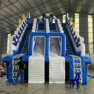Características de Fácil Instalación: Parque de Atracciones Inflable, Tobogán Acuático Azul y Blanco, Casa de Brinco de 6m x 8m, Aplicación de Juegos, Material de PVC - Product Image 5
