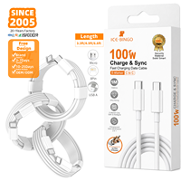 Câble de charge rapide Type C en TPE de haute qualité 100W, câble en cuivre étamé pour iPhone et ordinateur