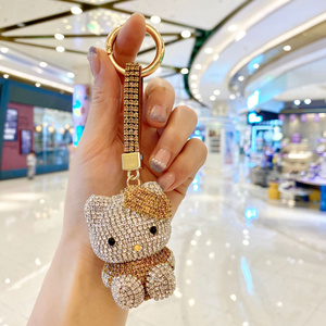 Hot Bán Sang Trọng Bling Kim Cương Pha Lê Rhinestone Dễ Thương Mèo Túi Quyến Rũ Xe Vòng Chìa Khóa Keychain Kim Loại Cho Cô Gái Quyến Rũ - Product Image 6