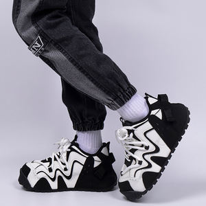 Оптовые дышащие нескользящие мужские повседневные кроссовки на толстой подошве со шнуровкой, с подошвой из ПВХ и хлопковой подкладкой, модные массивные кроссовки для мужчин - Product Image 3