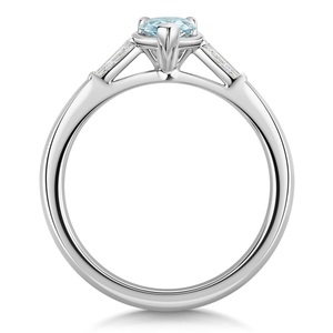 แหวนเพชร ROX Pear Blue Lab Grown พร้อมเพชรทรงบาแก็ตต์ 18K ทองคำขาว คลาสสิก รับรองโดย IGI สำหรับงานแต่งงาน - Product Image 2