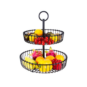 <span class=keywords><strong>Cuisine</strong></span> Fruits <span class=keywords><strong>et</strong></span> Légumes De Stockage Comptoir Deux Métalliques À Plusieurs Niveaux 2 De Fruits De Palier Panier Stand - Product Image 2