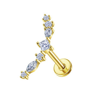 Vente en gros en stock : Bijoux de piercing corporel en or massif 9k 14k 18k, boucles d'oreilles fines à filetage interne pour cartilage - Product Image 3