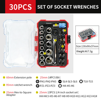 Lot de 30 mini clés à cliquet de 1/4 pouce avec embouts de tournevis, incluant les embouts Phillips, hexagonaux, plats et Allen, de 4 à 14 mm, pour le bricolage, OEM, ODM