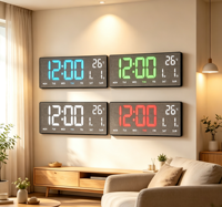 Elektrische Plastik 15 Zoll Strukturierte LED Digitale Wanduhr mit Fernbedienung Kalender Temperaturanzeige Nachtlicht Timer für Wohnzimmer