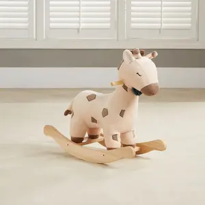 Asweets Toddler Wooden Frame Giraffe Rocker Toy Kids Llama Animal Plush Rocking Horse