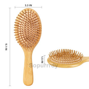 사용자 정의 로고 마사지 헤어 브러시 두피 친절한 개인 로고 엉킴 분리 상자 포장 헤어 브러시 대나무 대나무 - Product Image 2