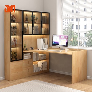 Estantería de escritorio de esquina JYN, combinación de gabinete de escritorio de estudio de escritorio de madera maciza integrada para el hogar - Product Image 3