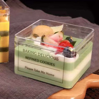 Boîte d'emballage pour gâteau tiramisu, pâtisserie occidentale en mousse, 9,5*9,5*6 cm, 440 ml, boîte de rangement alimentaire jetable en plastique transparent