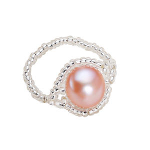 Bague d'index élégante en perles blanches incrustées, design de niche, tissée, pour femme, vente en gros de Zhuji - Product Image 5