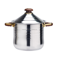 Casserole à couscous en acier inoxydable de 22 cm avec revêtement doré en bois, poignée et bouton creux en acier inoxydable