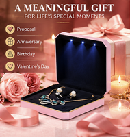 Boîte à bijoux octogonale en plastique avec éclairage LED, multicolores, pour présentation complète de bijoux, vente en gros