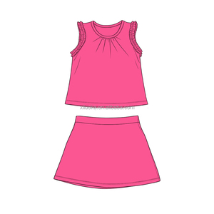 Conjunto Deportivo para Niñas, Top sin Mangas y Falda para Práctica de <span class=keywords><strong>Ballet</strong></span>, Color Sólido, Impresión Personalizada, MOQ Bajo - Product Image 3