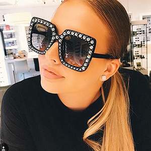 Gafas de Sol Cuadradas de Diamantes con Decoración de Cristal, de Lujo, para Hombre y Mujer, Protección UV400, Nueva Moda - Product Image 1