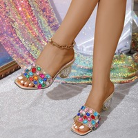 2025 dames Sexy Slingback talons strass arc Escarpins talon haut boucle sangle anti-dérapant sandale à la mode chaussures de fête