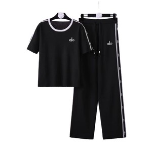 Nouvel ensemble décontracté tricoté avec lettres brodées, coupe ample, pour <span class=keywords><strong>femme</strong></span>, collection été 2026, haut et <span class=keywords><strong>pantalon</strong></span> large assortis, style transfrontalier - Product Image 5
