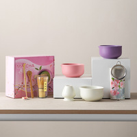 Bol à matcha en céramique mate de qualité alimentaire résistant à la chaleur, ensemble de thé 5 pièces en boîte colorée, design moderne et épuré, exclusivité transfrontalière