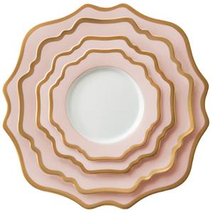 Pelat pengisi daya pernikahan keramik pinggiran Floral buatan kustom dengan pinggiran emas - Product Image 3