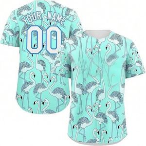 Low MOQ Free Design Quick Dry Customization Logo Button <b>Down</b> Sublimated Print Baseball Jersey - Product Image 2