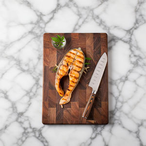 Luxus langlebige Walnussholz End maserung Muster Schneide brett Hack klotz Holz Serviert ablett mit eingebautem Griff - Product Image 4