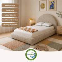 Cadre de lit pour enfants rembourré en tissu bouclé, lit au sol pour tout-petits, mobilier Montessori, matelas non inclus, OEM