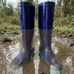 Bottes <span class=keywords><strong>de</strong></span> <span class=keywords><strong>pluie</strong></span> en PVC <span class=keywords><strong>bleu</strong></span> <span class=keywords><strong>marine</strong></span> pour hommes, antidérapantes, imperméables, résistantes à l'huile et aux acides, légères et scintillantes, pour le travail en hiver et en automne - Product Image 4