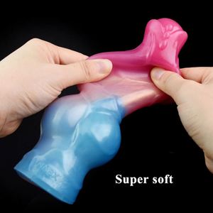 NNSX Super Soft Silicone Dog <b>Dildo</b> Penis Sleeve Big Knot Cock Sheath Enlargement Dick Extend Hollow Sex Toy for Men - Product Image 4