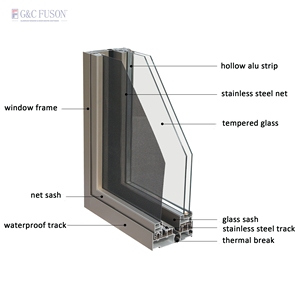 Fuson cách âm dọc accordion trượt kính cửa sổ và cửa ra vào nhiệt phá vỡ nhôm bi gấp cửa sổ - Product Image 4