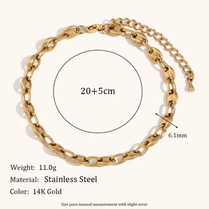 Chaîne <span class=keywords><strong>de</strong></span> <span class=keywords><strong>cheville</strong></span> OEM plaquée or 14 carats motif <span class=keywords><strong>grain</strong></span> <span class=keywords><strong>de</strong></span> café pour femme, en acier inoxydable, bijou d'été pour la plage, accessoire résistant à l'eau et inaltérable - Product Image 6