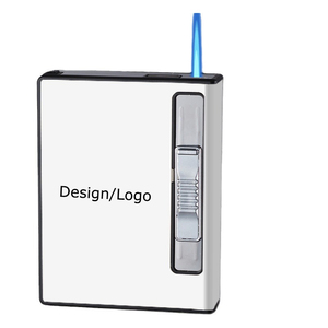 Étui à cigarettes automatique 2-en-1 <span class=keywords><strong>personnalisable</strong></span> et écologique avec briquet coupe-vent, design classique carré à surface brillante - Product Image 2