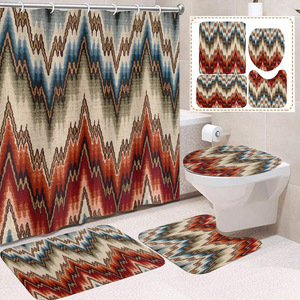 Cortina de Ducha de Poliéster con Estampado de Copos de Nieve Surtidos, Cortina de Baño y Juego de Alfombrillas, Impresión Digital, Venta al por Mayor - Product Image 1