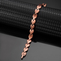 Bracelet magnétique ajustable Junhong Jewelry en cuivre à maillons géométriques classiques pour femmes, compatible avec les moniteurs de pression artérielle externes