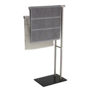 Portasciugamani a doppio livello in metallo da terra, organizer per bagno, <span class=keywords><strong>porta</strong></span> abiti e borse, con base in acrilico - Product Image 6