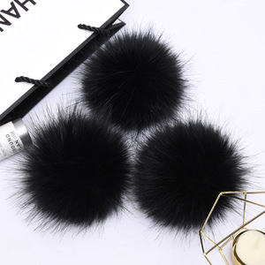 China 10cm Faux <span class=keywords><strong>falso</strong></span> mapache de piel de zorro bola desmontable Fluffy pompón de Pom con Snap/pin/elatic - Product Image 3