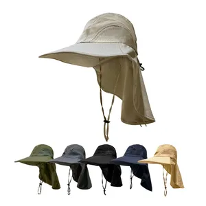 Uv koruma balıkçılık şapkası geniş ağız güneş şapkası boyun Flap yürüyüş Safari balıkçılık şapkası s erkekler için
