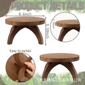 Étagère ronde en bois pour pot de fleurs, support pour plantes en bois massif, pour salon, balcon, couleur rétro, durable - Product Image 4