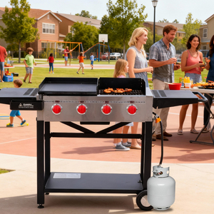 Barbecue <span class=keywords><strong>à</strong></span> gaz portable en acier inoxydable moderne haute puissance au <span class=keywords><strong>propane</strong></span>, avec double bac <span class=keywords><strong>à</strong></span> graisse, pour <span class=keywords><strong>intérieur</strong></span> et extérieur, idéal pour la famille - Product Image 2