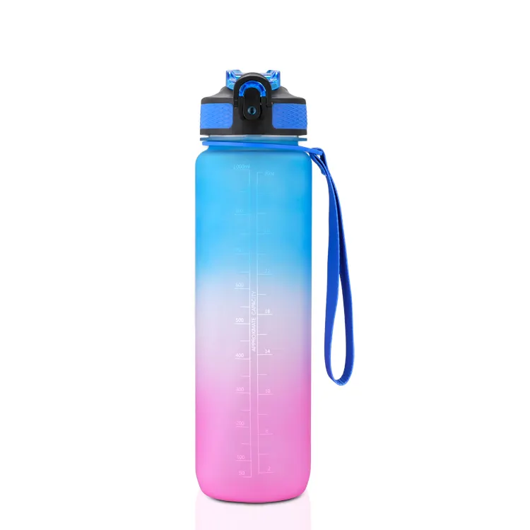 IN STOCK Leakproof Tritan BPA Free 1l Fitness Outdoor Sports Water Jug with Time Marker Large Plastic Motivational Water Bottle