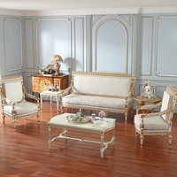 Vente directe d'usine, canapé en tissu de style rétro français, luxe léger, sculpté à la main, peint à l'or, meubles de salon, possibilité de personnalisation