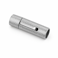 Fermoir de bracelet en acier inoxydable de 6 mm, à moletage, pour cordon en cuir, avec logo personnalisé, accessoires de bijouterie