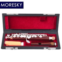 MORESKY Piccolo Cocobolo Wood Cupronickel Half-size Flute Nickel Silver Surface Silver Plated C Key Body Material Ebony Open