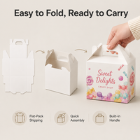 Boîtes d'emballage en carton recyclé auto-érectables sur mesure pour sushis, bonbons, snacks, cadeaux de fête, avec design de carte portable