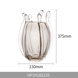 Vaso in <span class=keywords><strong>Vetro</strong></span> Artistico Italiano Soffiato a Mano, Dorato Champagne, a Forma di Zucca con Bordo a Spirale, Centrotavola per Decorazione Casa - Product Image 3