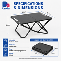 Table de camping pliable pour l'extérieur avec rangement compact et support stable pour pique-nique, pêche et voyage
