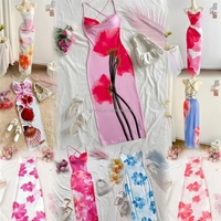 Robe courte décontractée pour femme Soleia, style A, quotidienne, en denim floral, crêpe, bretelles spaghetti, couleur unie, taille naturelle, style simpliste, été