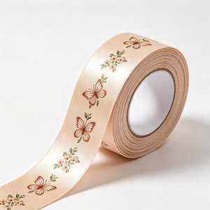 Cinta de satén de poliéster con texto personalizado impreso, tema primaveral, para envolver ramos de flores y regalos festivos - Product Image 2