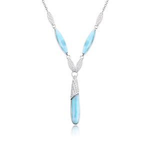 Collar de Larimar de Plata de Ley 925 auténtico abrazando la piedra textura única y brillo azul - Product Image 6