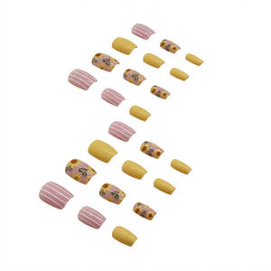 Nuevo Set <span class=keywords><strong>de</strong></span> Dos Piezas <span class=keywords><strong>de</strong></span> Verano, <span class=keywords><strong>Uñas</strong></span> Postizas Cortas Cuadradas <span class=keywords><strong>de</strong></span> Resina Francesa con Flores 3D, <span class=keywords><strong>Uñas</strong></span> Artificiales con Pegamento - Product Image 4