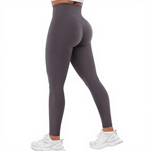 High Waisted Seamless Yoga <b>Leggings</b> V Back <b>Scrunch</b> <b>Butt</b> Lifting Full Length Workout Pants for Gym - Product Image 1