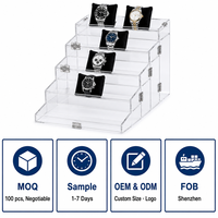 Stands Display Jam Tangan Akrilik Calic Step-Tier Transparan 5 Tingkat Model Tangga untuk Meja, Grosir OEM